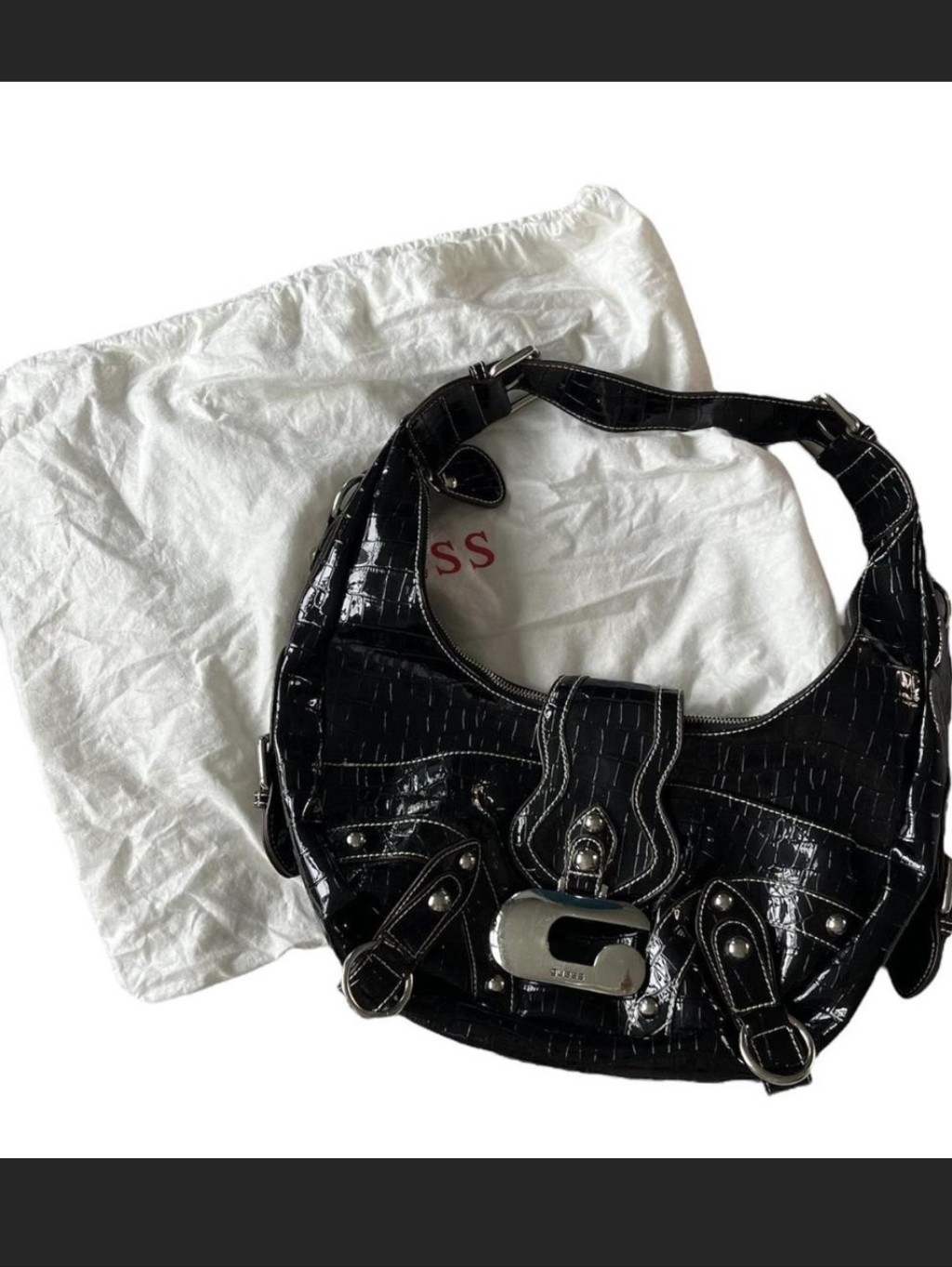 Vintage Guess Black Snakeskin Bag